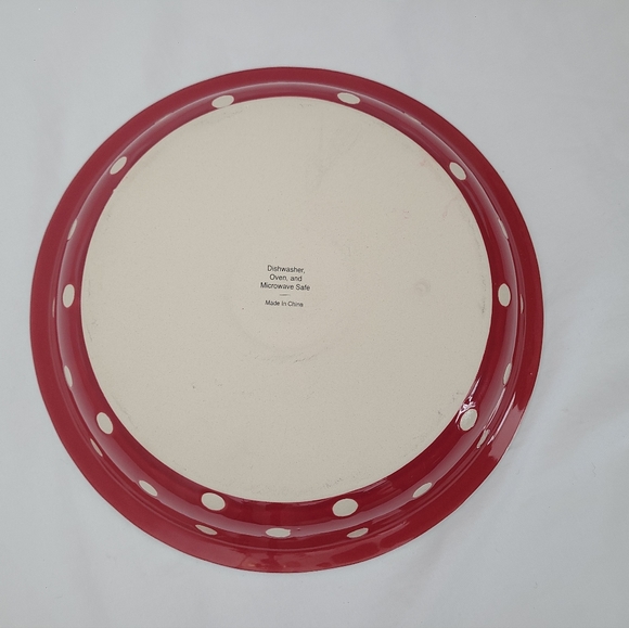 Red And White Polka Dot Pie/Quiche Serving Dish Plate - Picture 2 of 5
